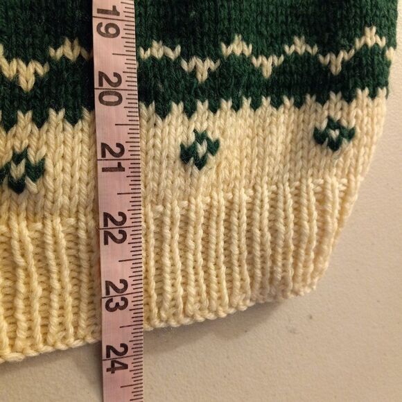 Vintage Handmade Green Snowflake Zipper Front Sweater - Picture 3 of 11
